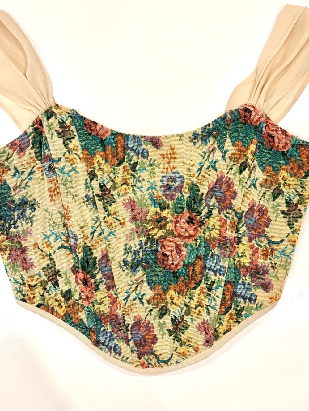 Altar'd State Floral Tapestry Corset Crop Top Vintage Rose Size Small